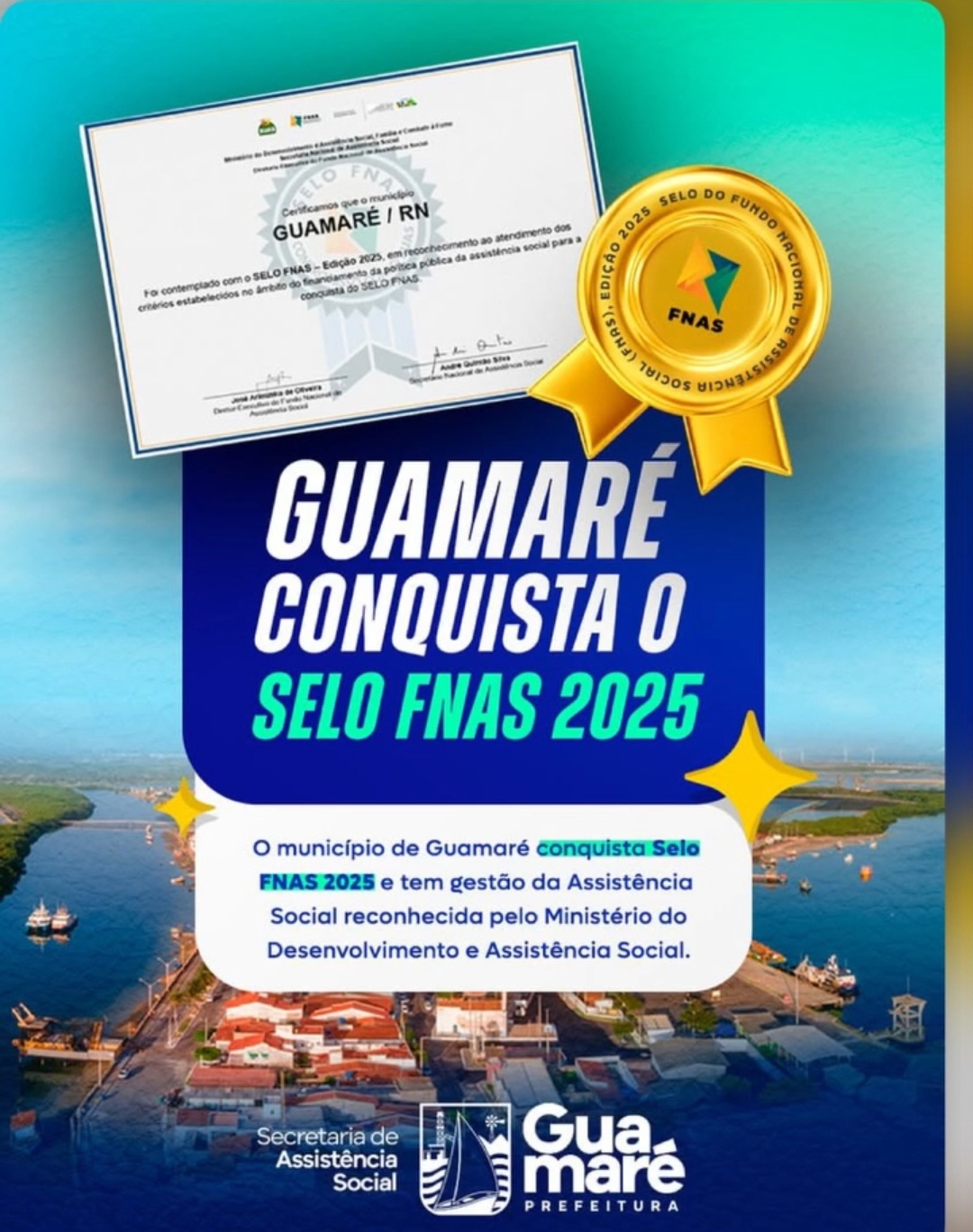 Guamaré/RN conquista o Selo FNAS  2025