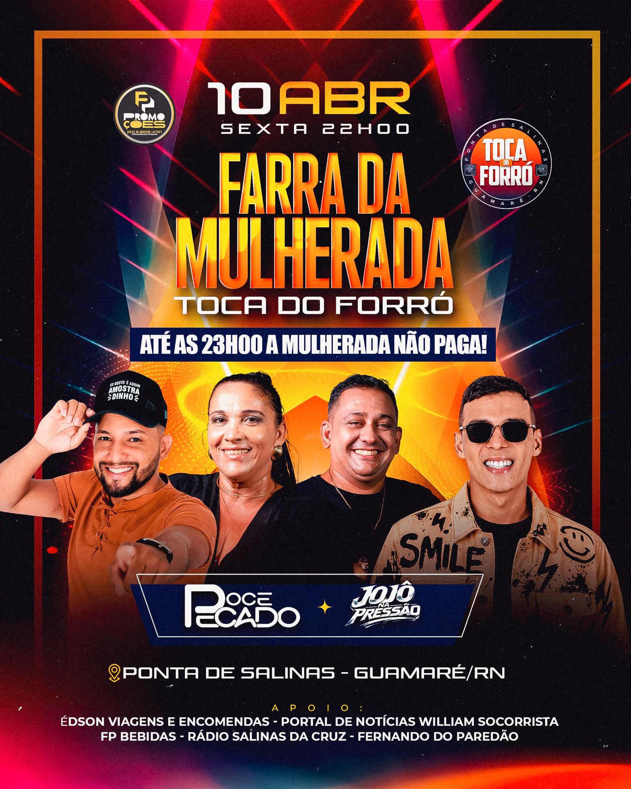 Farra da mulherada Sexta 10 de abril na toca do forro em Guamaré RN