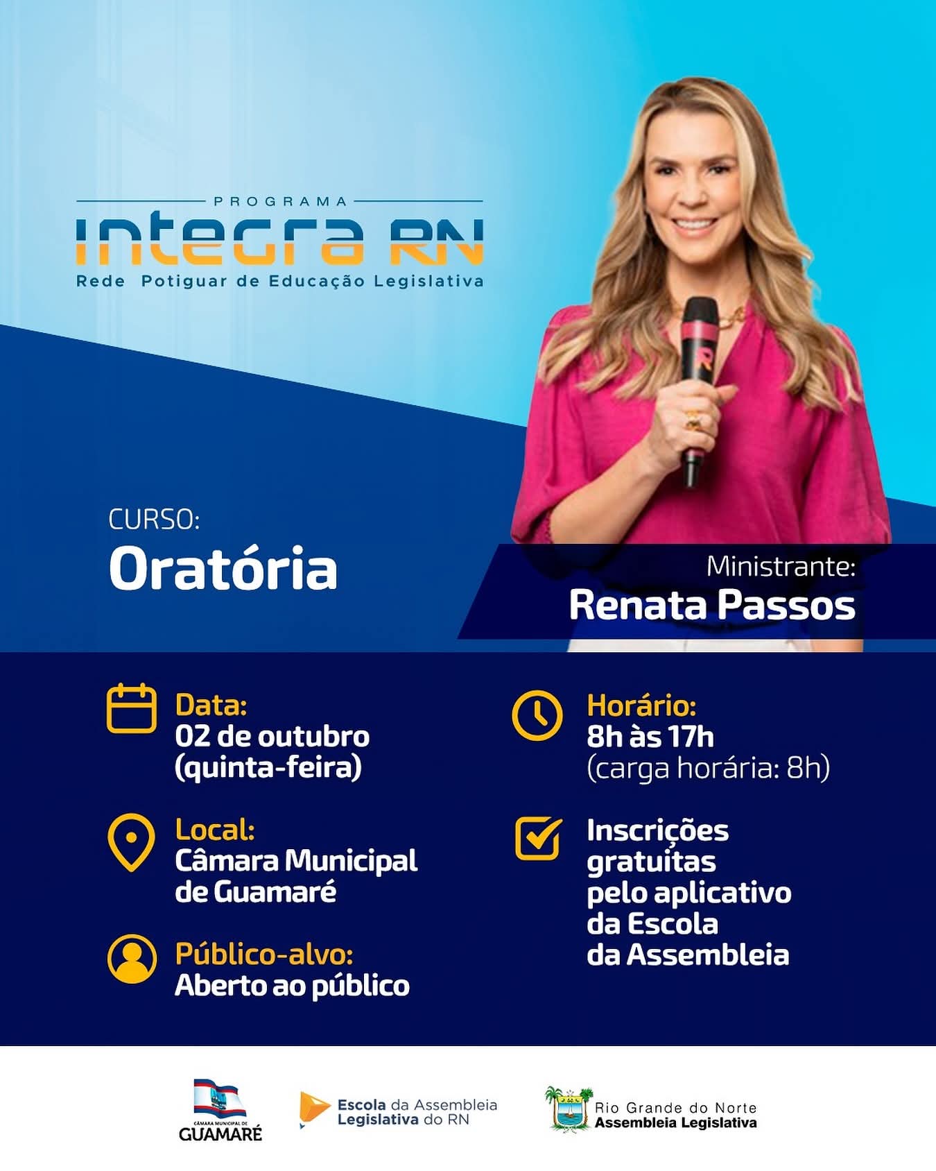 Chegou a vez de Guamaré receber o curso de Oratória da Escola da Assembleia Legislativa do RN!