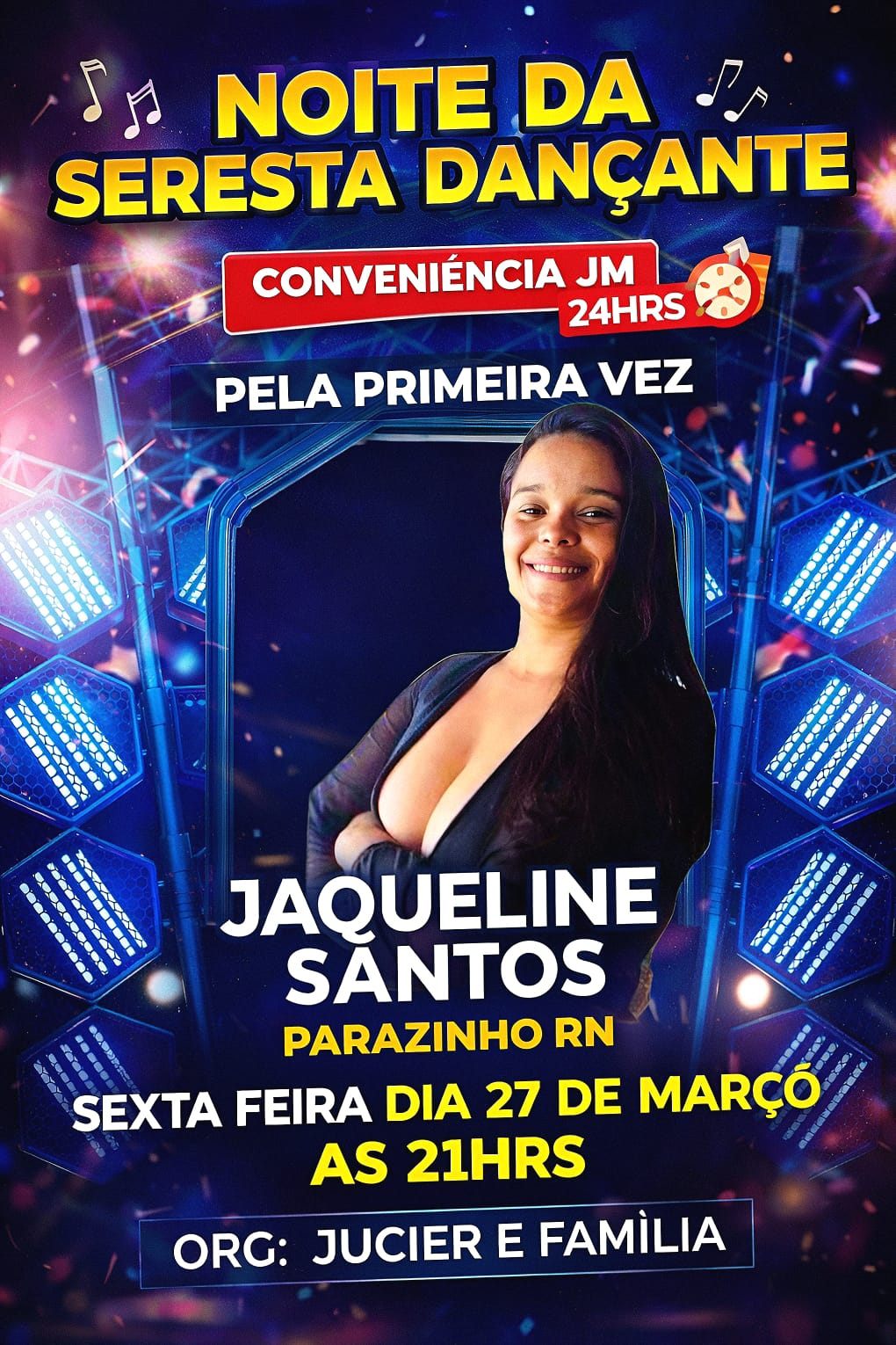 Na pequena cidade do mel, a cantora Jaqueline Santos vem se destacando na cidade e em todo Rio Grande do Norte. Contato para show: (84) 9 9644-9767