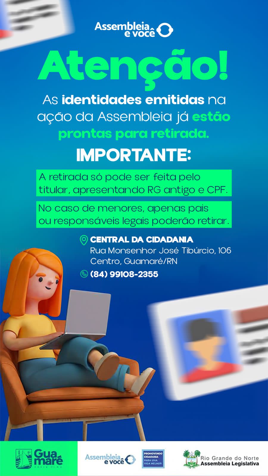 ATENÇÃO GUAMARÉ VENHAM RETIRAR SUA IDENTIDADE