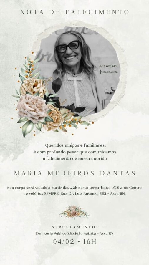 NOTA DE PESAR: PARTE PARA MAIS PERTO DO PAI CELESTE DONA MARIA MEDEIROS; MÃE DE MILENA MODAS