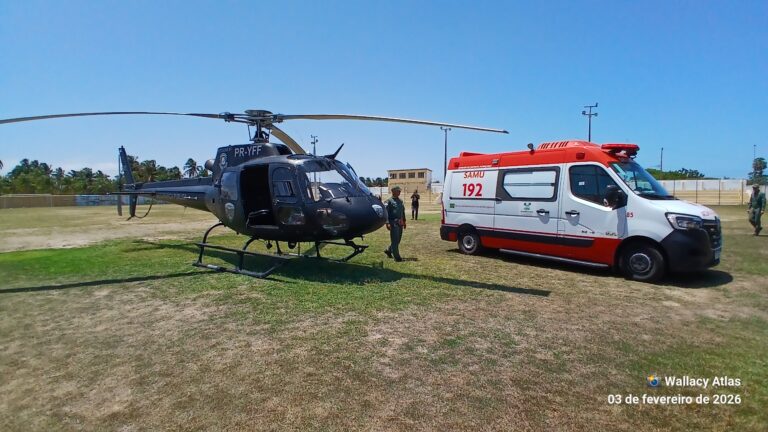 VOO PELA VIDA: PACIENTE IDOSO DE 70 ANOS É TRANSFERIDO DE HELICÓPTERO DO HOSPITAL ANTÔNIO FERRAZ DE MACAU PARA NATAL