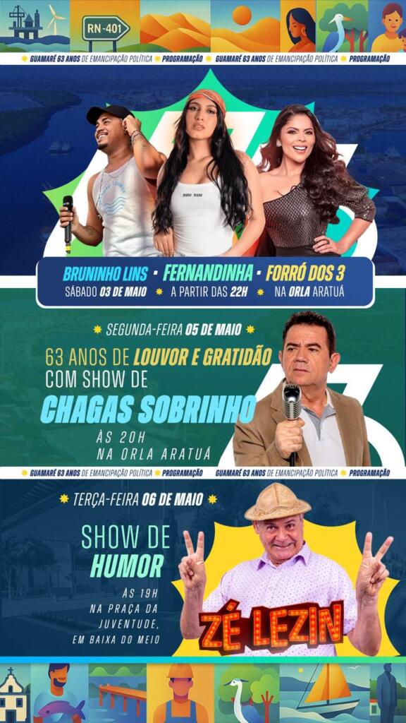 GUAMARÉ COMEMORA 63 ANOS COM FESTA NA ORLA DA PRAIA ARATUÁ NESTE SÁBADO